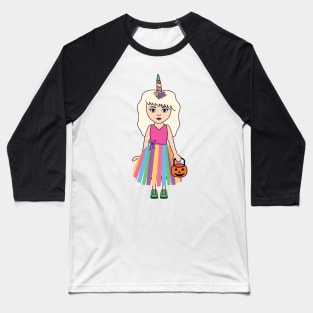 Unicorn Trick or Treat Halloween Girl 1 Baseball T-Shirt